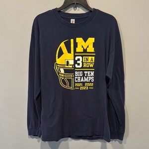 Michigan Football Big Ten Champs Long Sleeve Shirt. Unisex Size Large